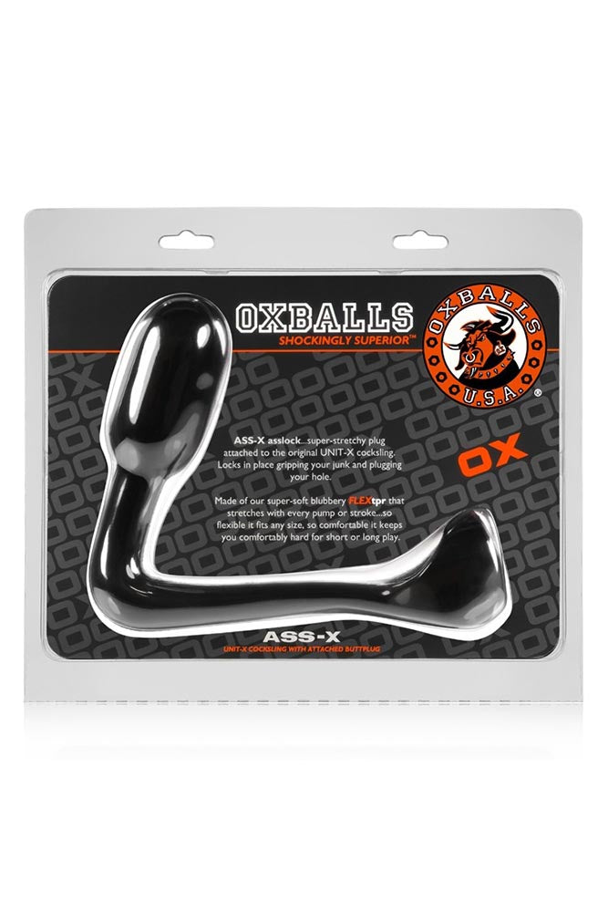 Oxballs - Atomic Jock - Ass-X Asslock Cock Ring & Plug - Black - Stag Shop