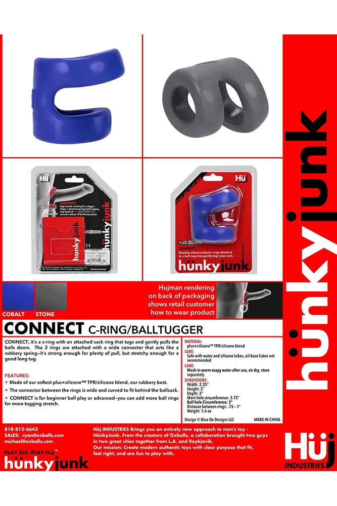 Oxballs - Hunkyjunk - Connect Cock Ring & Ball Tugger - Assorted - Stag Shop