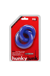 Thumbnail for Oxballs - Hunkyjunk - Duo Linked Cock & Ball Ring - Cobalt - Stag Shop