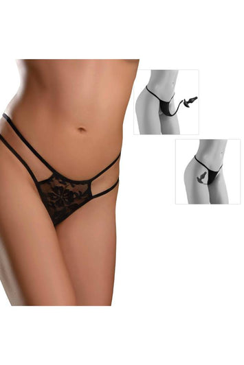 Pipedream - Hookup Panties - Crotchless Pleasure Panties with Clitoral Beads & Attachable Butt Plug - Size S-L - Stag Shop
