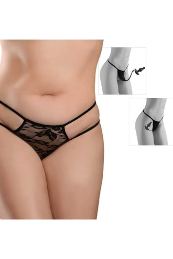 Pipedream - Hookup Panties - Crotchless Pleasure Panties with Clitoral Beads & Attachable Butt Plug - Size XL-XXL - Stag Shop