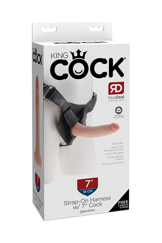 Pipedream - King Cock - Strap-On Harness with Realistic Dildo - 7 inch - Beige - Stag Shop