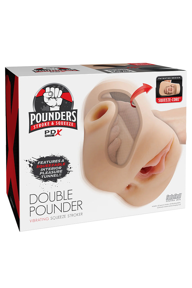 PDX - Double Pounder Vibrating Squeeze Stroker - Stag Shop