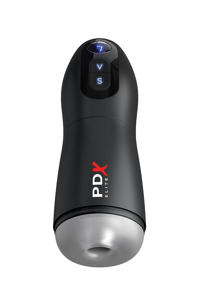 PDX - PDX Elite - Suck-O-Matic Vibrating & Sucking Masturbator - Black/Clear - Stag Shop