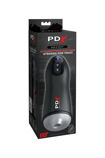 PDX - PDX Elite - Suck-O-Matic Vibrating & Sucking Masturbator - Black/Clear - Stag Shop