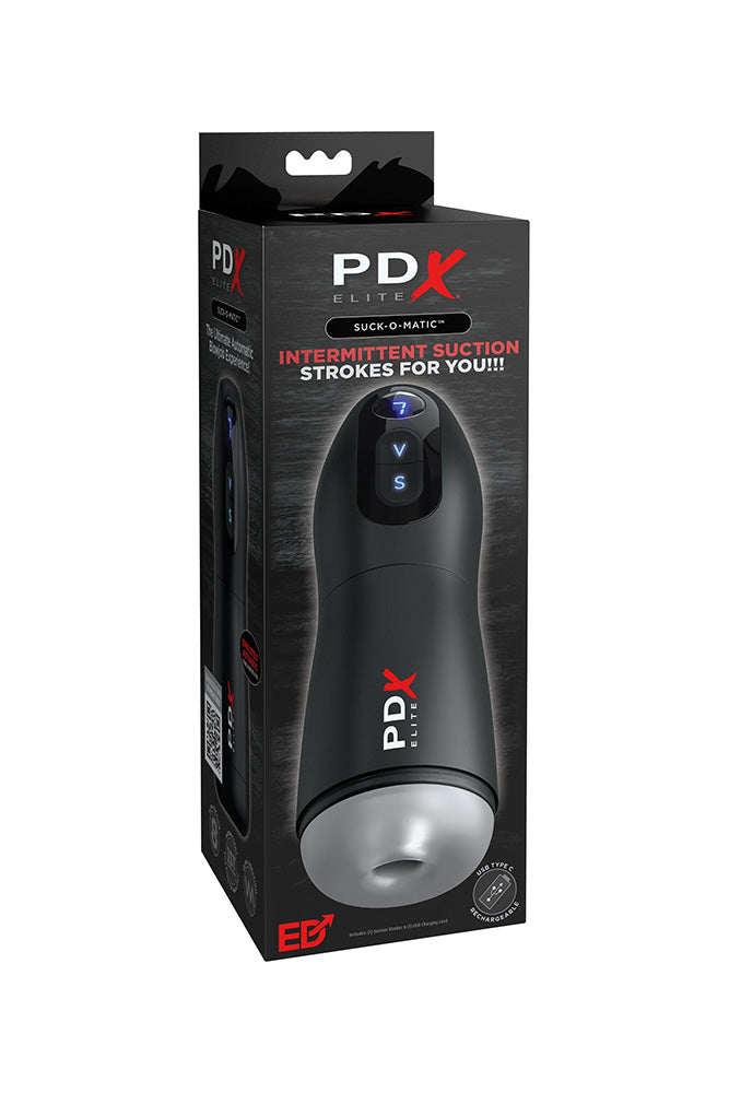 PDX - PDX Elite - Suck-O-Matic Vibrating & Sucking Masturbator - Black/Clear - Stag Shop