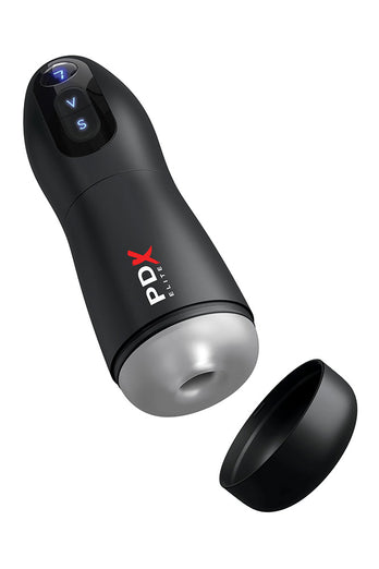 PDX - PDX Elite - Suck-O-Matic Vibrating & Sucking Masturbator - Black/Clear - Stag Shop
