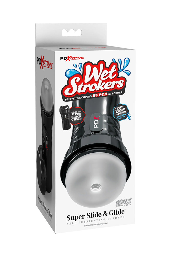 PDX - PDX Extreme - Wet Strokers - Super Slide & Glide Self Lubricating Stroker - Black/Clear - Stag Shop