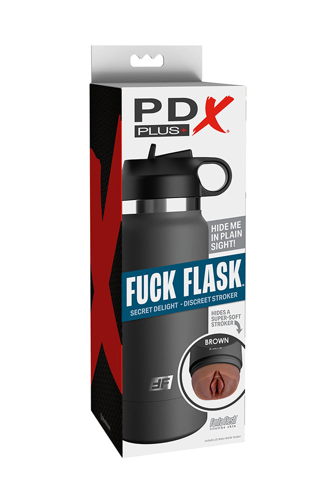 PDX - PDX Plus - Fuck Flask - Secret Delight Water Bottle Stroker - Brown/Grey - Stag Shop