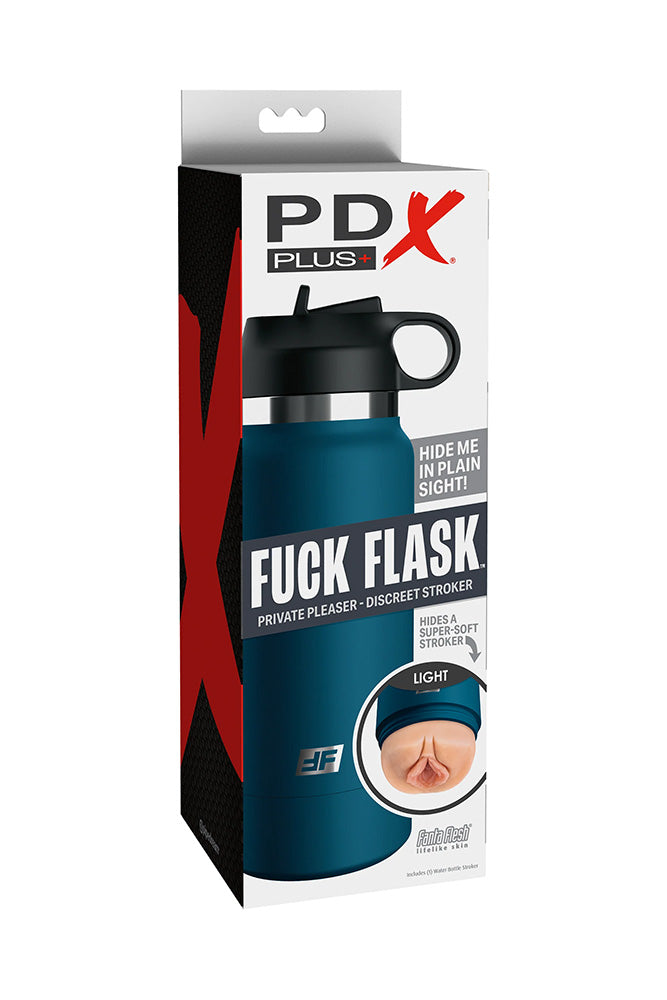 PDX - PDX Plus - Fuck Flask - Private Pleaser Water Bottle Stroker - Beige/Blue - Stag Shop