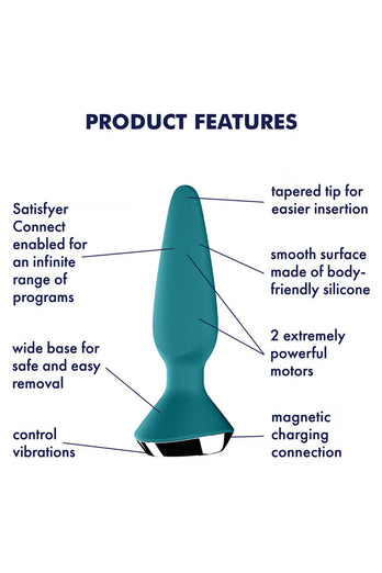 Satisfyer - Plug-ilicious 1 - Vibrating Bluetooth Anal Plug - Petrol - Stag Shop