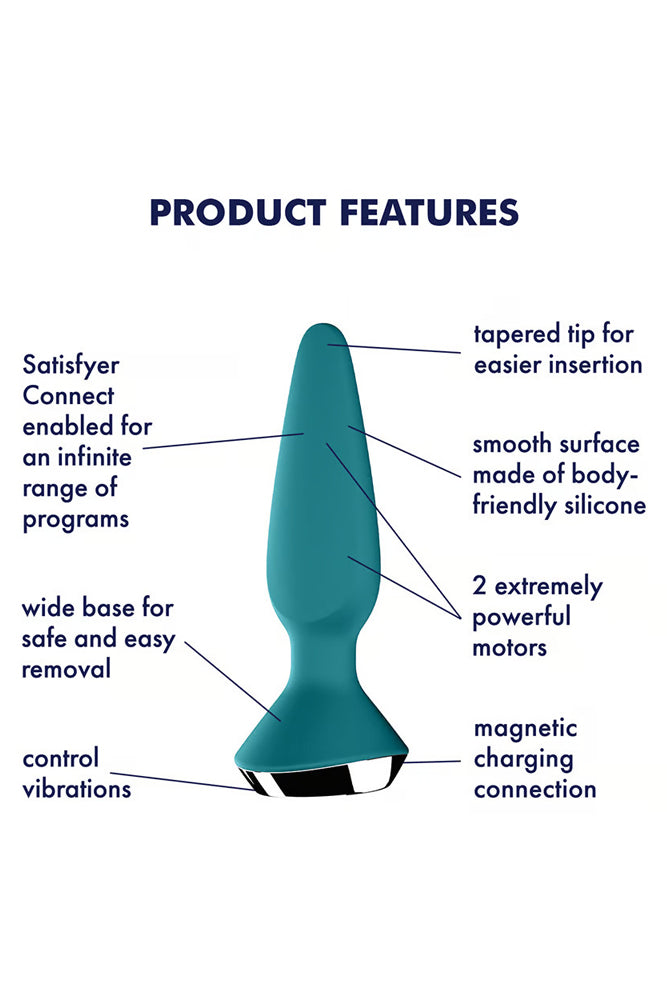 Satisfyer - Plug-ilicious 1 - Vibrating Bluetooth Anal Plug - Petrol - Stag Shop