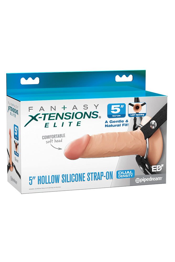 Pipedream - Fantasy X-Tensions Elite - 5" Hollow Silicone Strap-On - Stag Shop