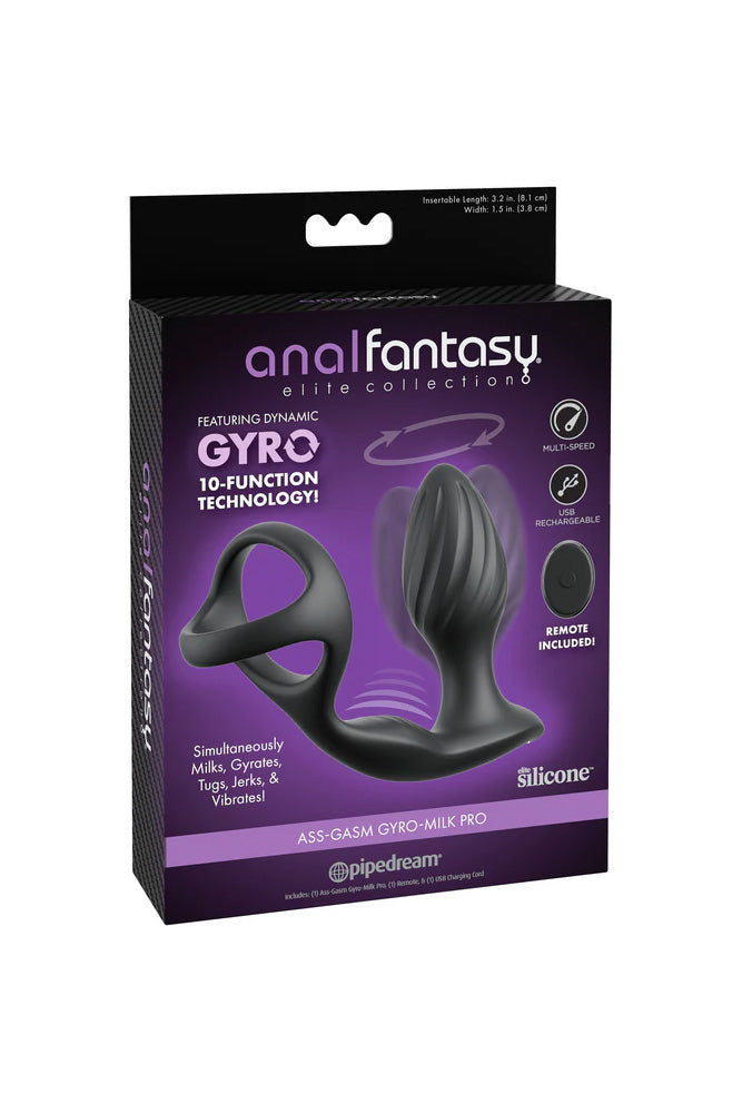 Pipedream - Anal Fantasy Elite - Ass-Gasm Gyro-Milk Pro Remote Control Anal Plug - Stag Shop