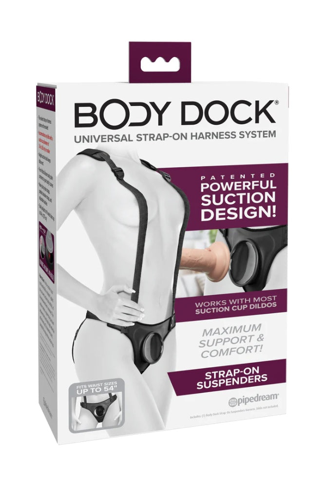 Pipedream - Body Dock Elite Strap On Harness with Suspenders - Black - Stag Shop