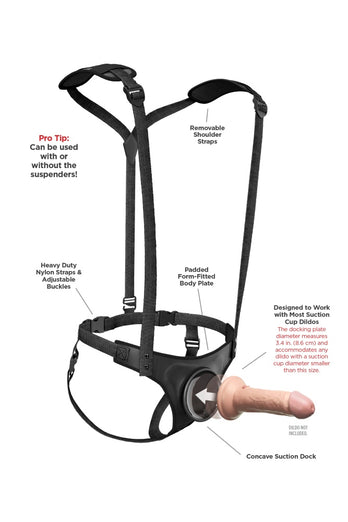 Pipedream - Body Dock Elite Strap On Harness with Suspenders - Black - Stag Shop