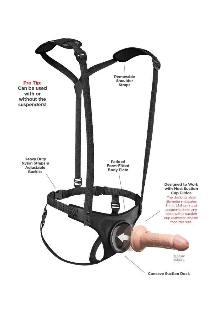Pipedream - Body Dock Elite Strap On Harness with Suspenders - Black - Stag Shop