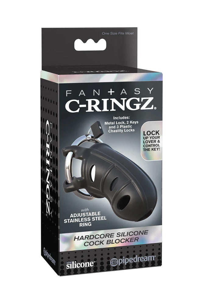 Pipedream - Fantasy C-Ringz - Hardcore Silicone Cock Blocker - Black - Stag Shop