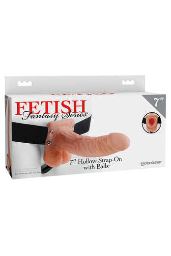 Pipedream - Fetish Fantasy - 7 Inches Hollow Strap-On with Balls - Beige - Stag Shop