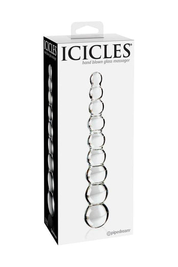 Pipedream - Icicles - No. 2 - Beaded Glass Dildo - Clear - Stag Shop