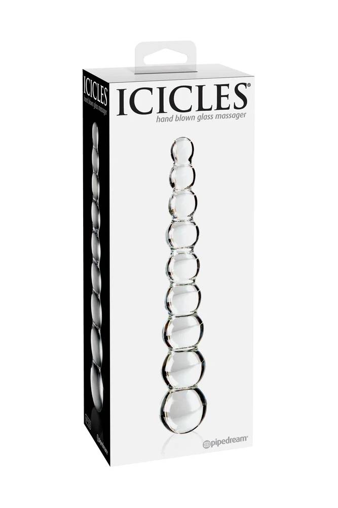 Pipedream - Icicles - No. 2 - Beaded Glass Dildo - Clear - Stag Shop