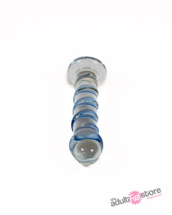 Pipedream - Icicles - No. 5 - Textured Curved Glass Dildo - Clear/Blue - Stag Shop