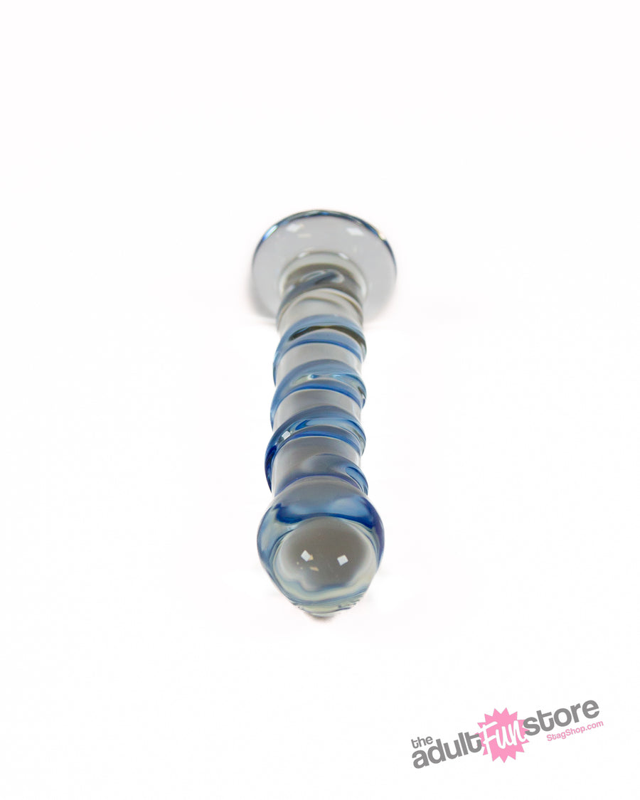 Pipedream - Icicles - No. 5 - Textured Curved Glass Dildo - Clear/Blue - Stag Shop
