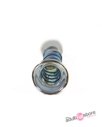 Pipedream - Icicles - No. 5 - Textured Curved Glass Dildo - Clear/Blue - Stag Shop