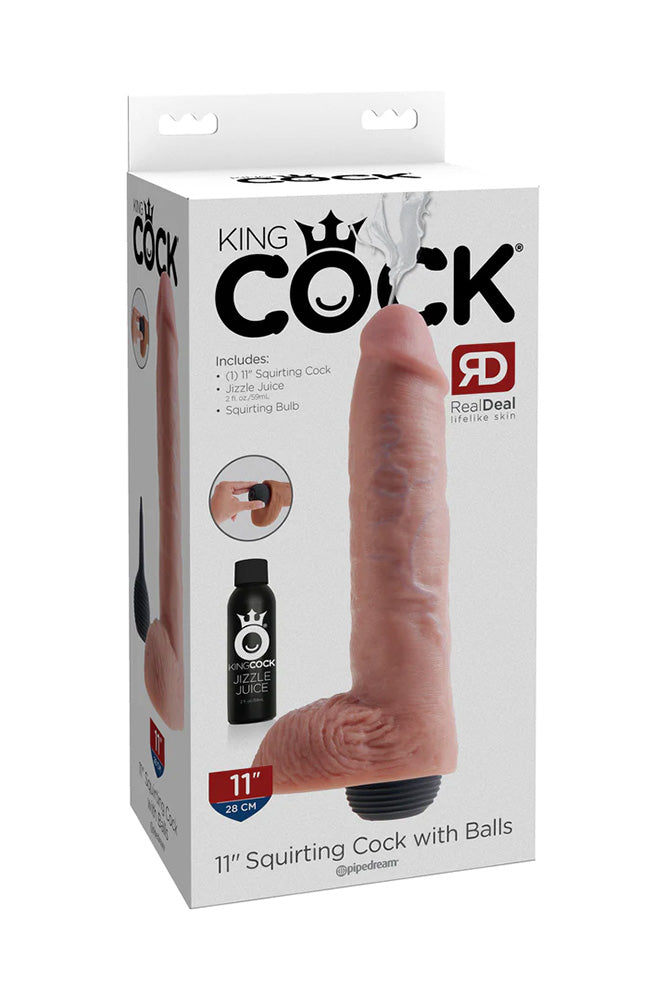 Pipedream - King Cock - Squirting Realistic Cock with Balls - 11 inch - Beige - Stag Shop