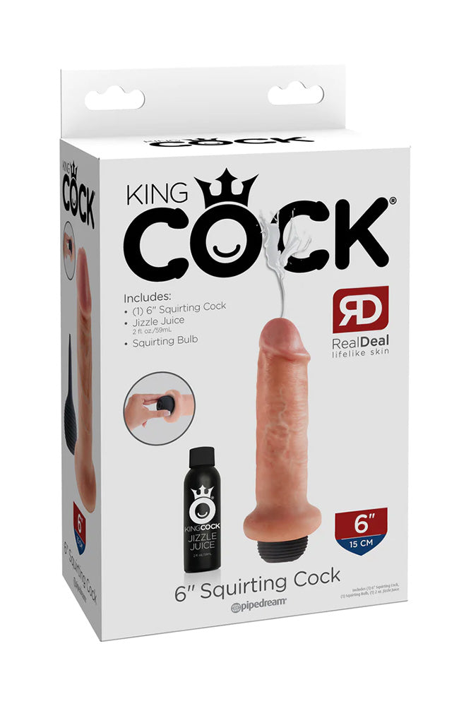 Pipedream - King Cock - Squirting Realistic Cock - 6 inch - Beige - Stag Shop