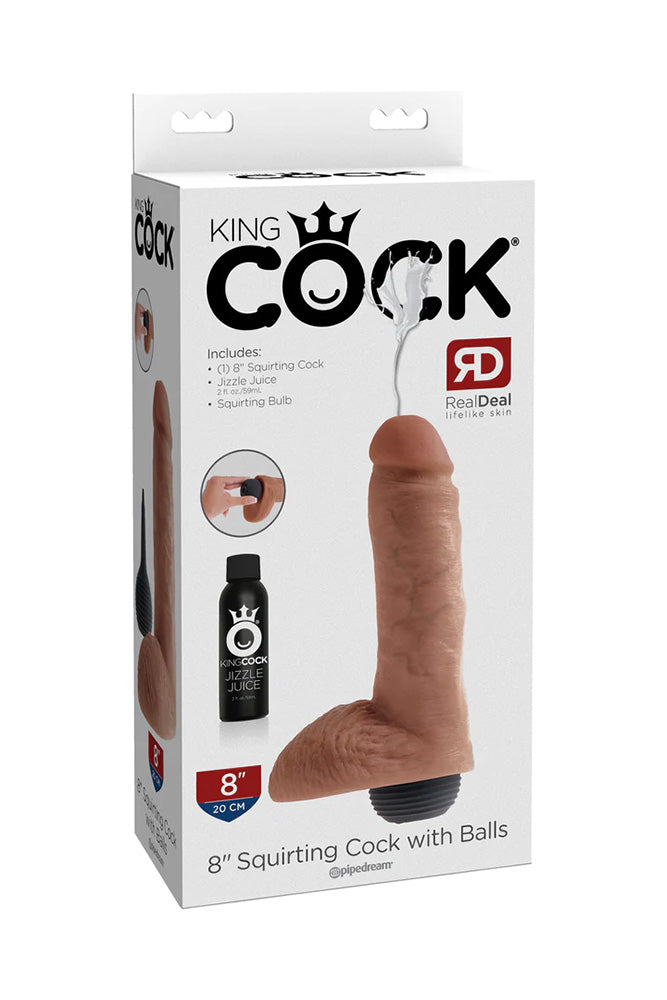 Pipedream - King Cock - Squirting Realistic Cock with Balls - 8 inch - Beige - Stag Shop