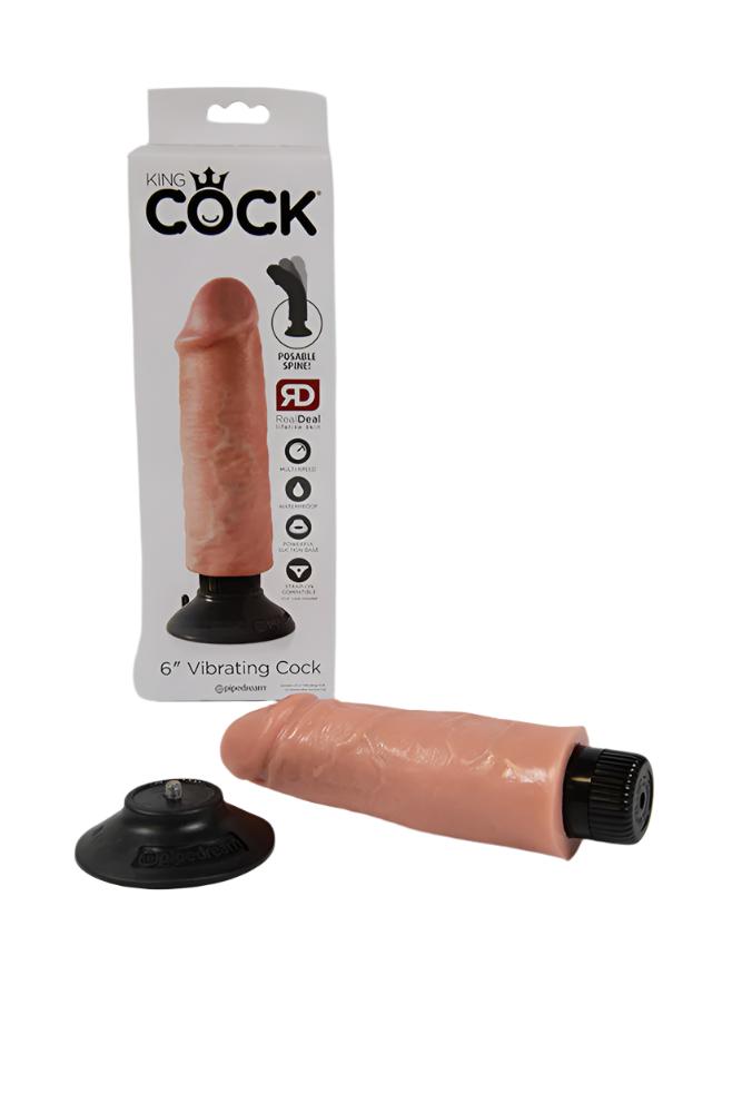 Pipedream - King Cock - Vibrating Realistic Cock - 6 inch - Beige - Stag Shop