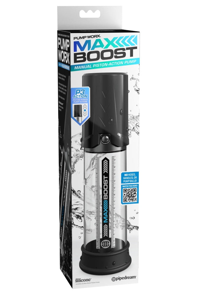Pipedream - Pump Worx - Max Boost Penis Pump -Black/Clear - Stag Shop