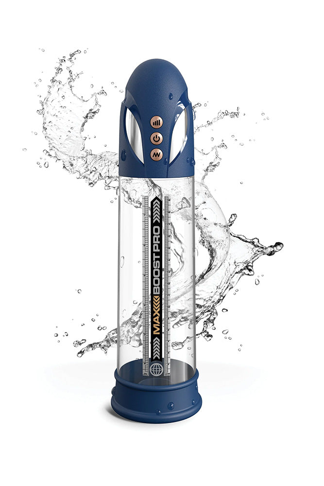 Pipedream - Pump Worx - Max Boost Pro Flow Penis Pump - Blue/Clear - Stag Shop