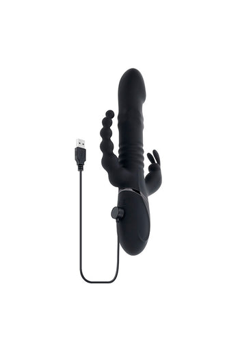 Playboy - Big Bunny Energy Triple Vibrator - Black - Stag Shop