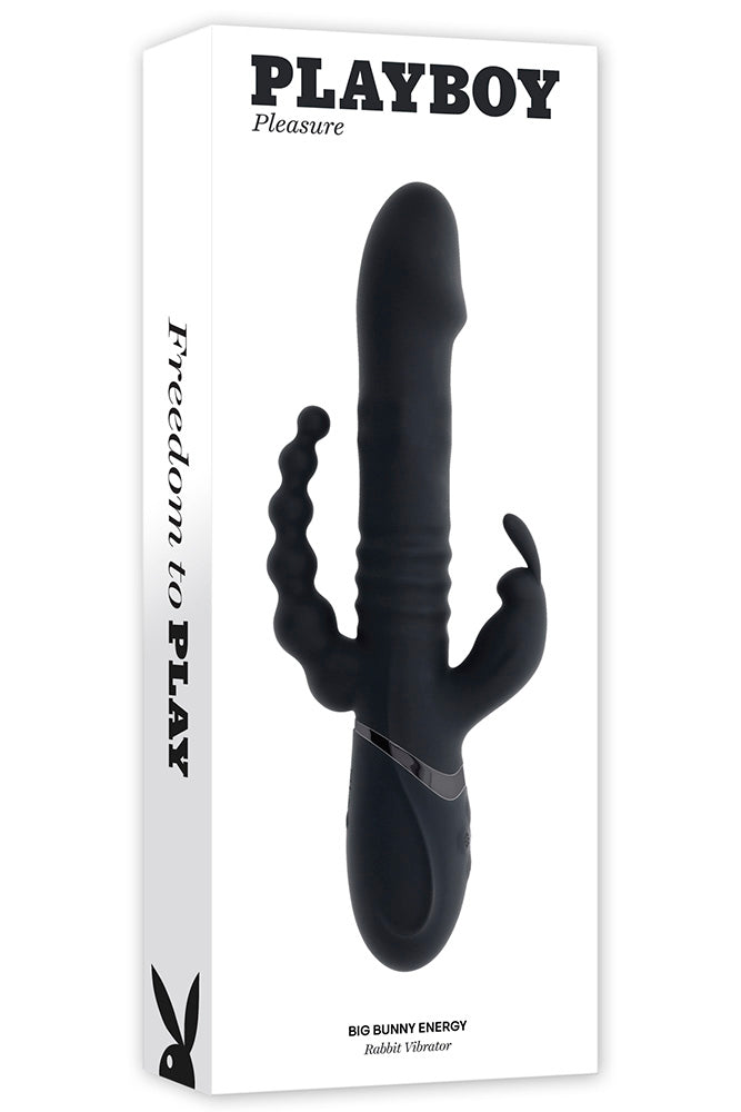 Playboy - Big Bunny Energy Triple Vibrator - Black - Stag Shop