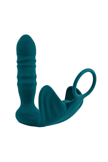 Playboy - Bring It On Thrusting Butt Plug & Cock Ring - Teal - Stag Shop
