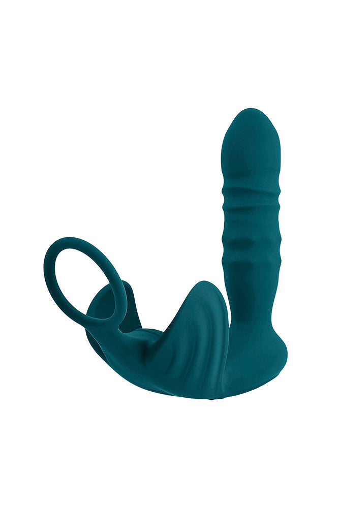 Playboy - Bring It On Thrusting Butt Plug & Cock Ring - Teal - Stag Shop
