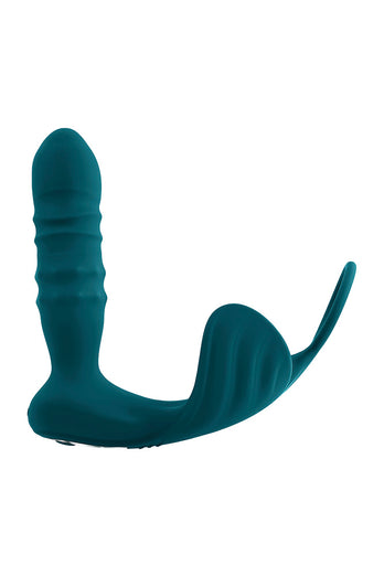 Playboy - Bring It On Thrusting Butt Plug & Cock Ring - Teal - Stag Shop