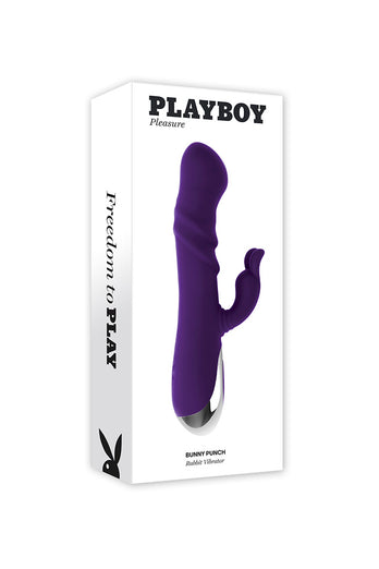 Playboy - Bunny Punch Rabbit Vibrator With Twirling Head - Purple - Stag Shop
