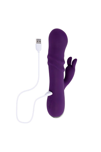 Playboy - Bunny Punch Rabbit Vibrator With Twirling Head - Purple - Stag Shop