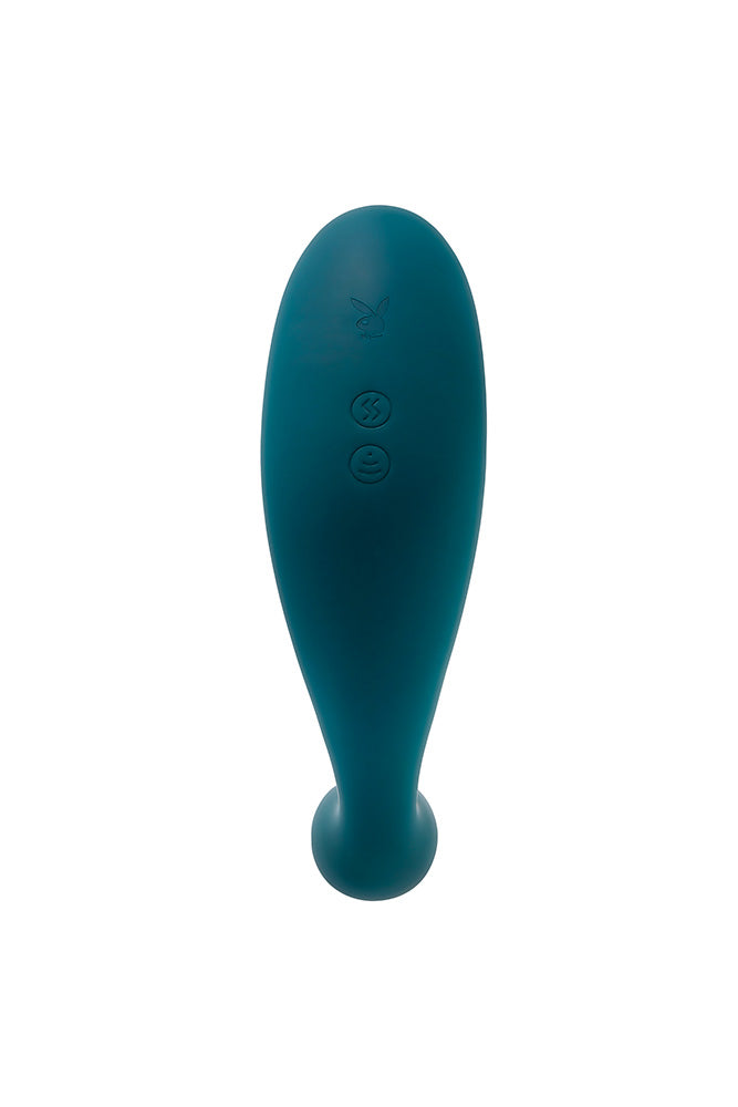 Playboy - Charmer Dual Vibrator With Air Pulse Clitoral Stimulator - Teal - Stag Shop
