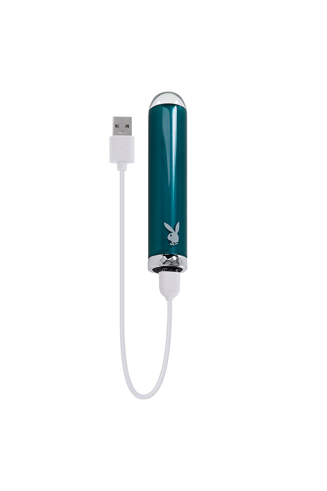 Playboy - Emerald Glass Tip Bullet Vibrator - Green - Stag Shop