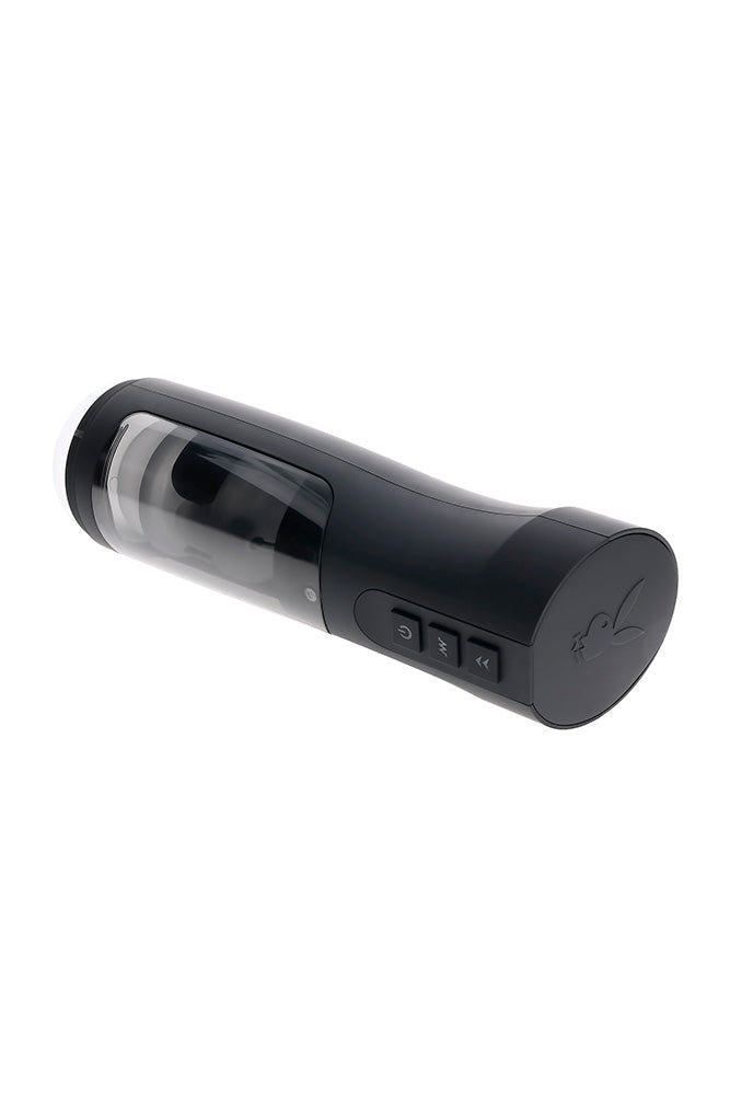 Playboy - End Game Warming & Vibrating Stroker with UV Sanitizing Stand - Black - Stag Shop