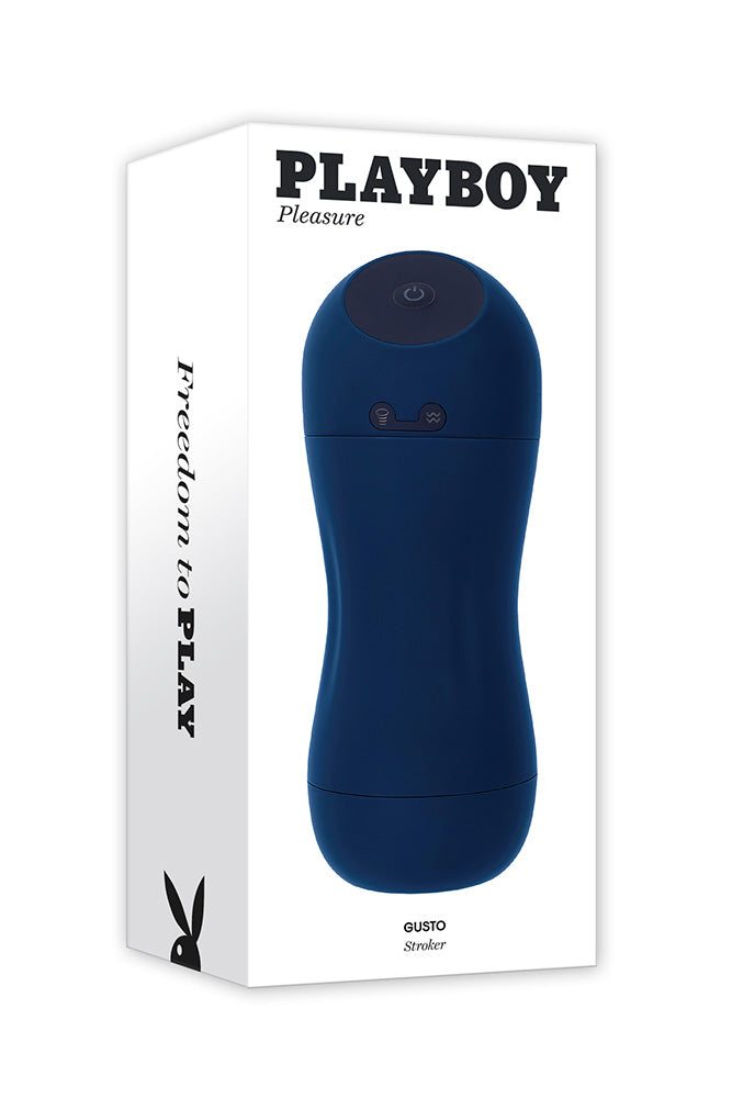 Playboy - Gusto Vibrating & Sucking Stroker - Blue - Stag Shop