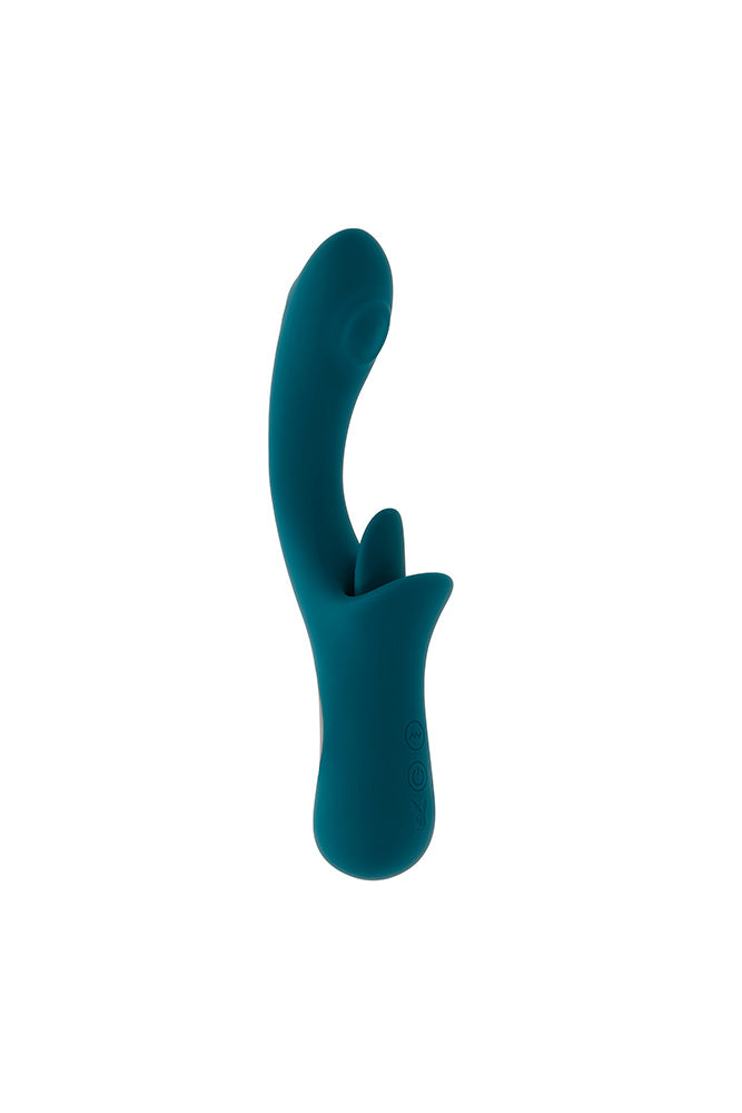 Playboy - Harmony Dual Vibrator with Flickering Tongue - Teal - Stag Shop