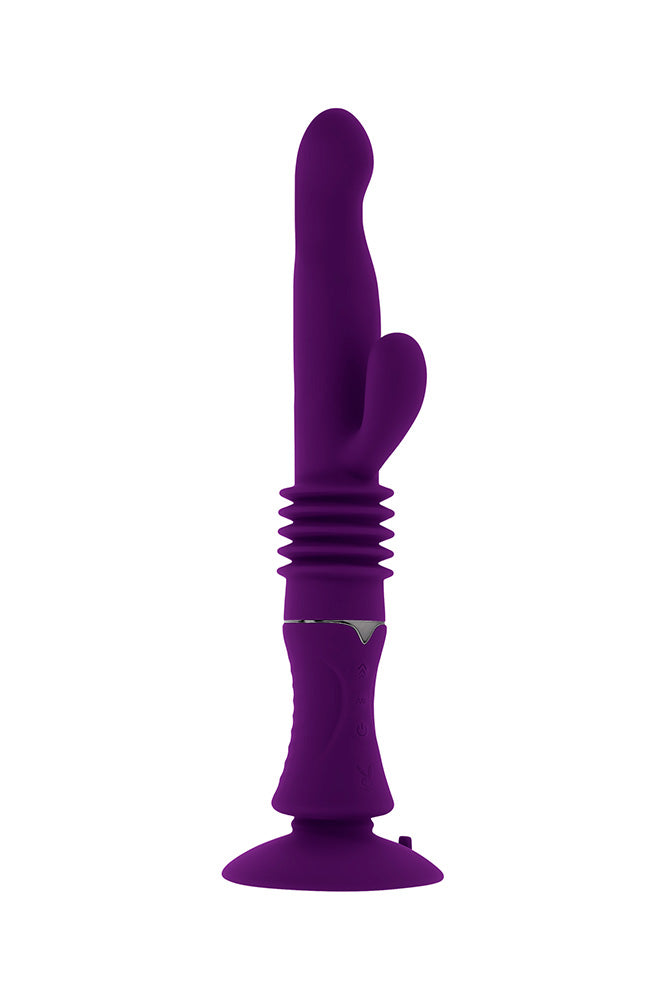 Playboy - Hoppy Ending Thrusting Rabbit Vibrator - Purple - Stag Shop