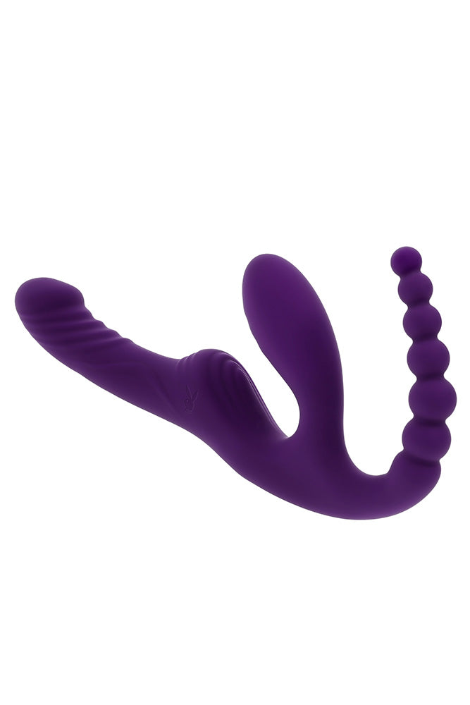 Playboy - Hug It Out Strapless Strap-On with Anal Stimulator with Remote Control - Stag Shop