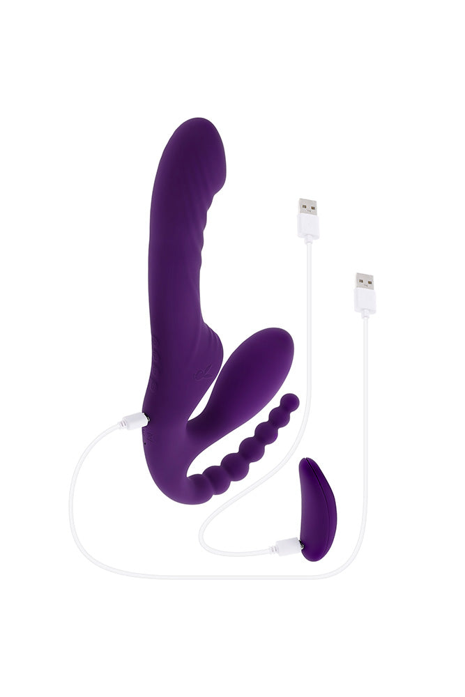 Playboy - Hug It Out Strapless Strap-On with Anal Stimulator with Remote Control - Stag Shop