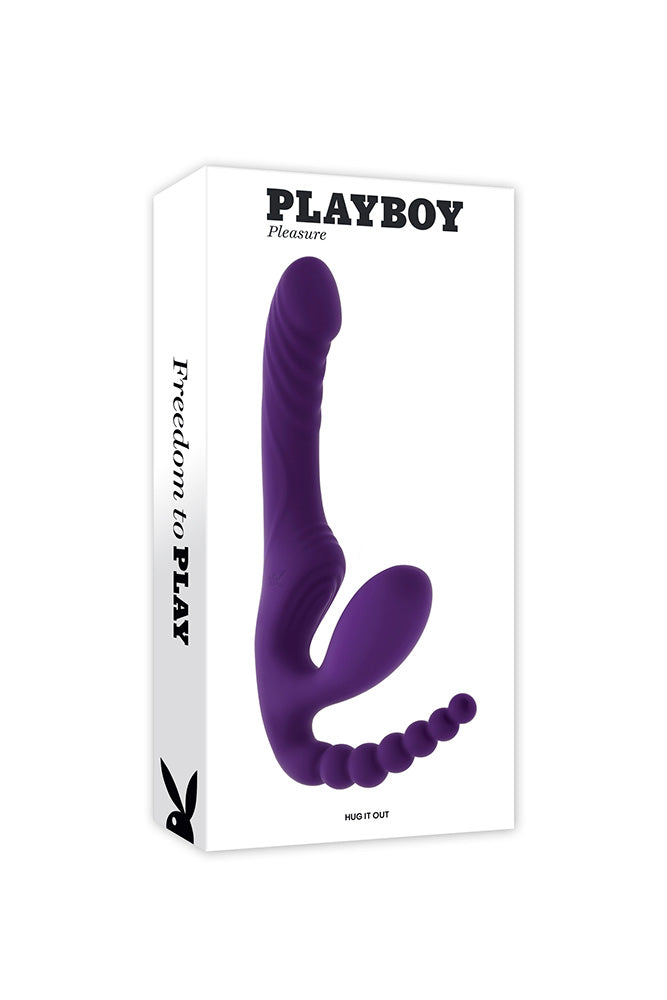 Playboy - Hug It Out Strapless Strap-On with Anal Stimulator with Remote Control - Stag Shop